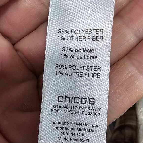 Chico's Brown Button Down Leopard Tunic Metallic Sheer Mobwife 2 (L) - Picture 10 of 12